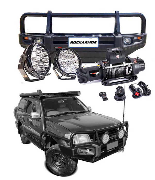 ROCKARMOR PREMIUM BULLBAR FRONTAL COMBO TO SUIT TOYOTA LANDCRUISER FJ105 1998-2002 (LIVE AXLE)(Full Bar Replacement)