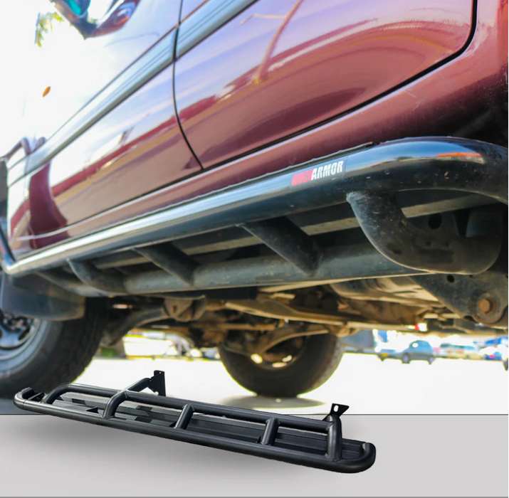 ROCKARMOR STEEL ROCKSLIDER SIDE STEPS TO SUIT TOYOTA LANDCRUISER 105 1998-2007 Series Wagon Solid Live Axle