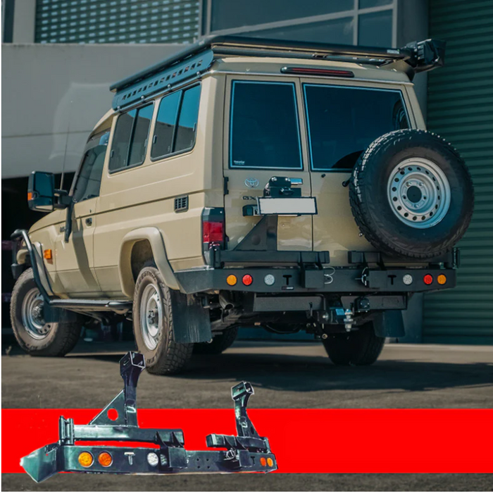 ROCKARMOR STEEL DUAL WHEEL CARRIER TO SUIT TOYOTA LANDCRUISER FJ75, FJ76 &  FJ78 1992-2006 TROOPY WAGON