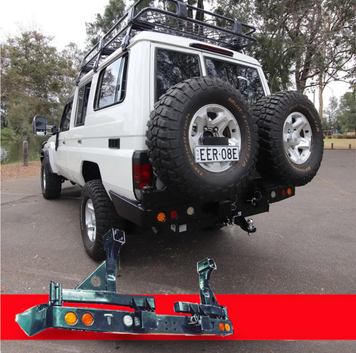 ROCKARMOR STEEL DUAL WHEEL CARRIER TO SUIT TOYOTA LANDCRUISER FJ75, FJ76 &  FJ78 1992-2006 TROOPY WAGON