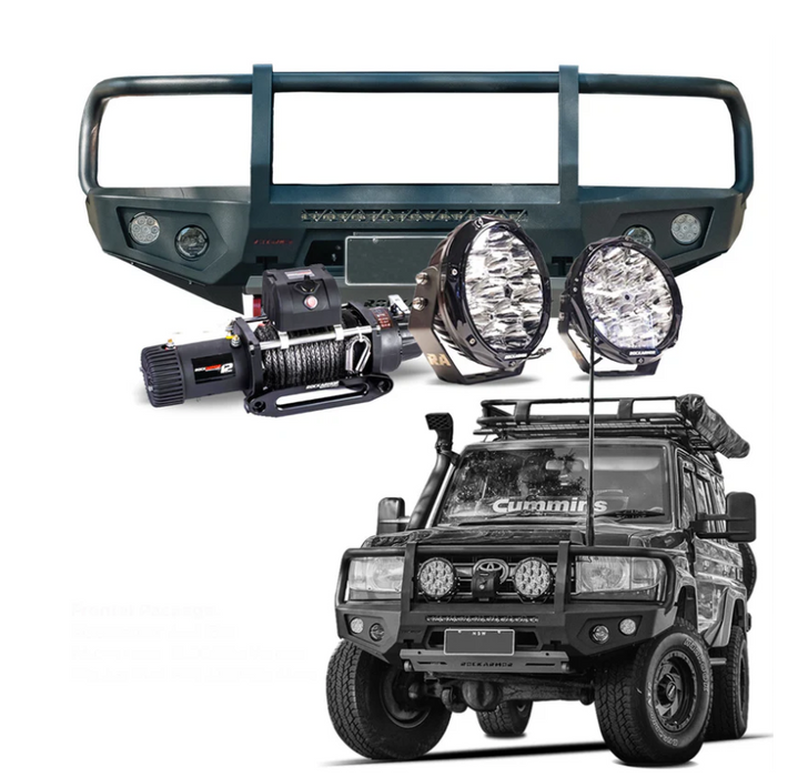 ROCKARMOR GT HOOP BULLBAR COMBO PACK TO SUIT TOYOTA LANDCRUISER 76,78,79 - Hybrid Street&4x4