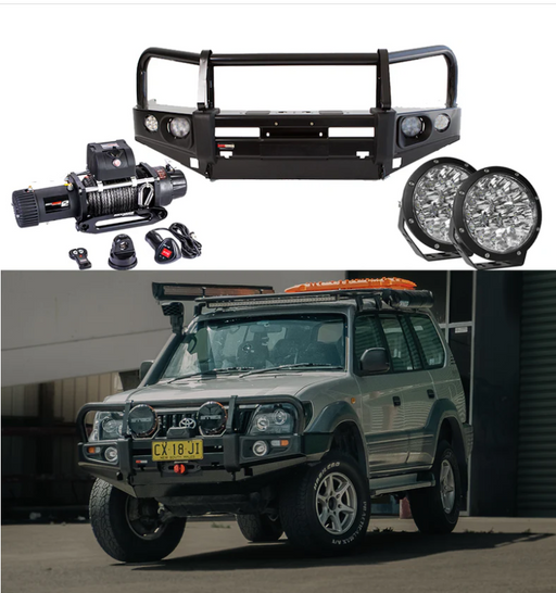 ROCKARMOR PREMIUM BULLBAR FRONTAL COMBO TO SUIT TOYOTA PRADO 90/95 1996-2002 - Hybrid Street&4x4