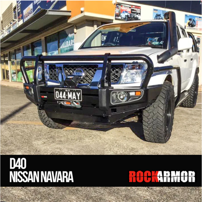 ROCKARMOR PREMIUM STEEL BULLBAR TO SUIT NISSAN NAVARA D40 2005-2015 Spanish/Thai & PATHFINDER R51 (will not fit STX550)(Bar Cut)