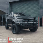 ROCKARMOR GT HOOPLESS STEEL BULLBAR TO SUIT FORD RANGER PX1, 2 & 3 - Hybrid Street&4x4