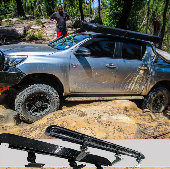 ROCKARMOR STEEL ROCKSLIDER SIDE STEPS TO SUIT TOYOTA HILUX N80 2015 To Current