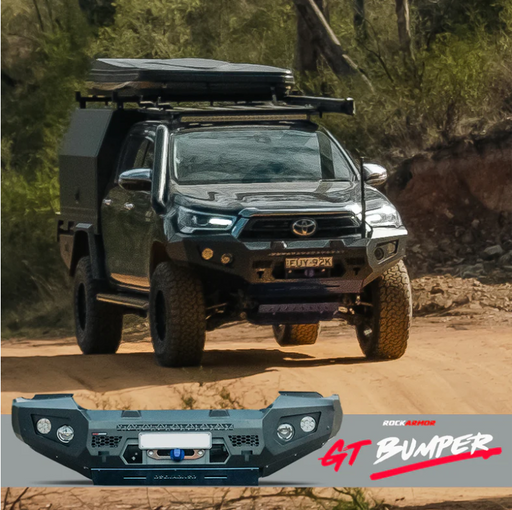 ROCKARMOR GT HOOPLESS STEEL BULLBAR TO SUIT TOYOTA HILUX 2020+ Bar Replacement - Hybrid Street&4x4