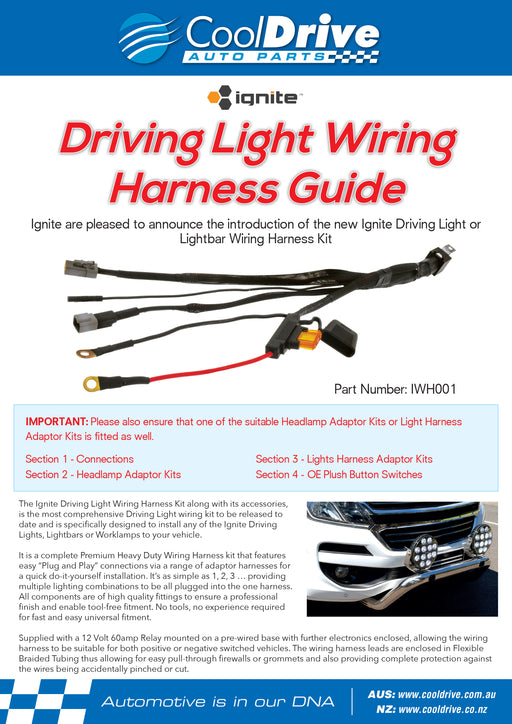 DRIVING LGHT W HARNESS 1 SUITS DRIVING LIGHTS & LIGHTBARS - Hybrid Street & 4x4