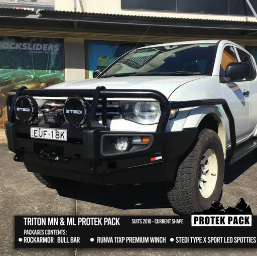 ROCKARMOR PREMIUM STEEL BULLBAR TO SUIT MITSUBISHI TRITON CHALLANGER  PB / PC 2009-2015 (Bumper Cut) - Hybrid Street&4x4