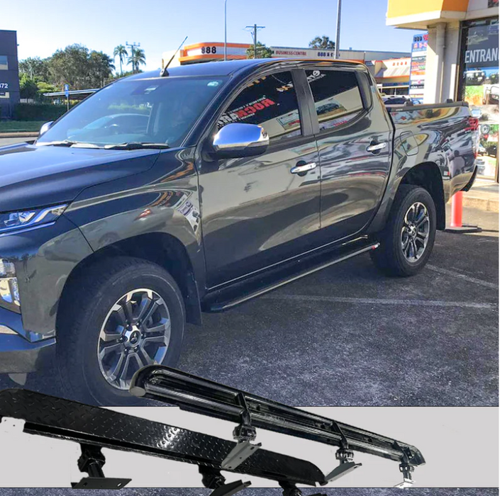 ROCKARMOR STEEL ROCKSLIDER SIDE STEPS TO SUIT MITSUBISHI TRITON MQ & MR 2015 To Current