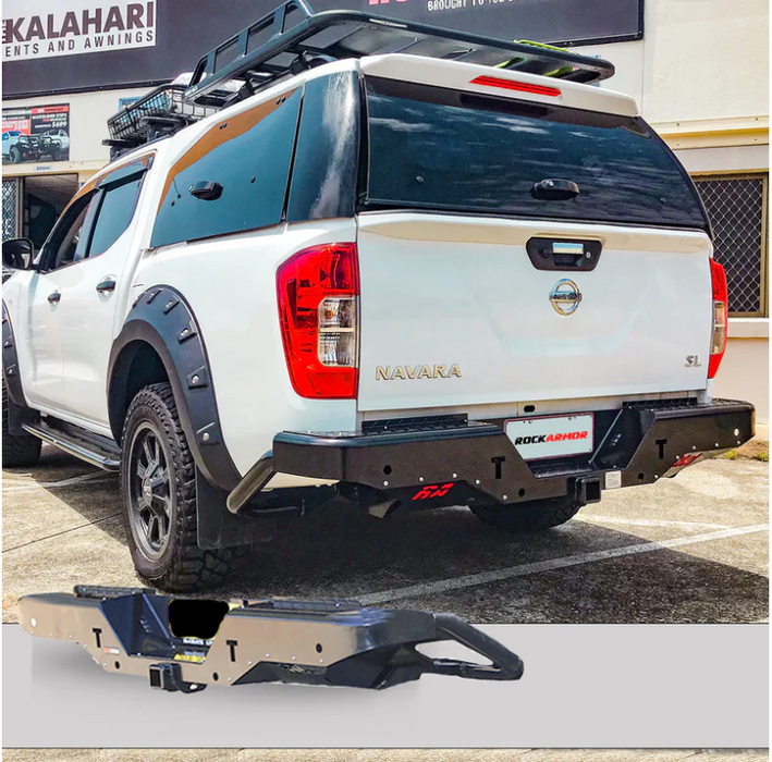 ROCKAMOR ELITE STEEL REAR STEP / TOWBAR TO SUIT NISSAN NAVARA NP300 D23 2015-2020