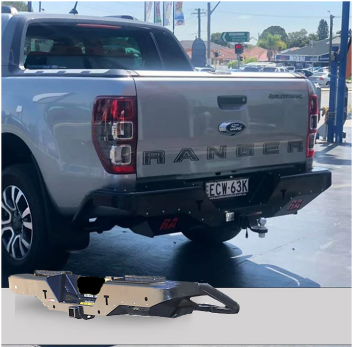 ROCKAMOR ELITE STEEL REAR STEP / TOWBAR TO SUIT FORD RANGER WILDTRACK  2012-2020