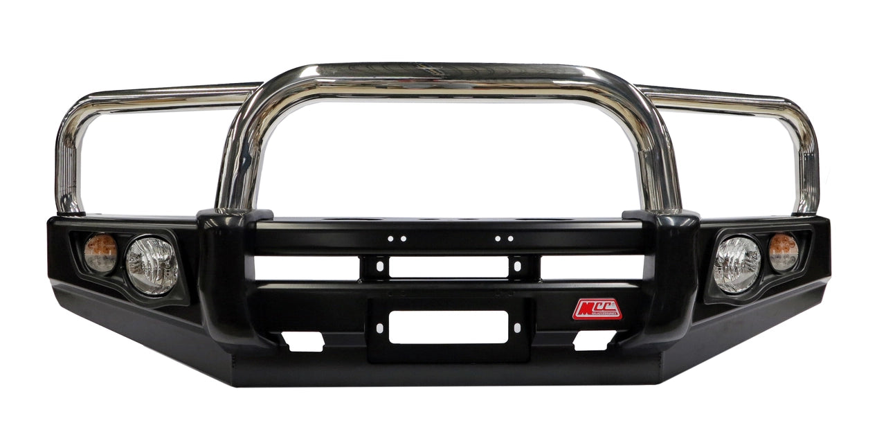 Falcon 707-01 Triple Loop Winch Bar for Mitsubishi Triton MQ 2015 - 2018  - Includes Replacement Washer Bottle and Underbody Protection Plates - Hybrid Street & 4x4