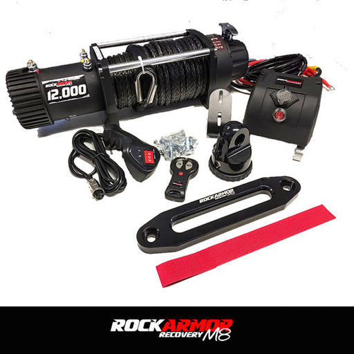 Rockarmor 12,000lbs 4x4 Winch with Synthetic Rope & Wireless Controller - Hybrid Street & 4x4
